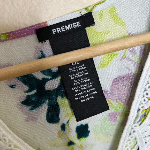 Premise Linen Blend Floral Print Tunic Large - Picture 2 of 10